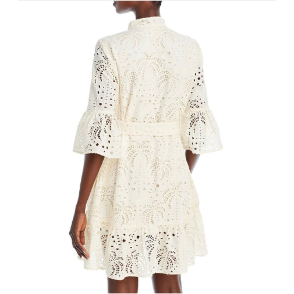 Farm Rio White Eyelet Belted Mini Dress White Women's Size XS - Picture 4 of 9